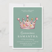 Invitation Princesse Couronne rose 10e anniversaire de fille (Devant)