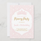 Invitation Princesse Couronne rose personnalisable Anniversai (Devant)