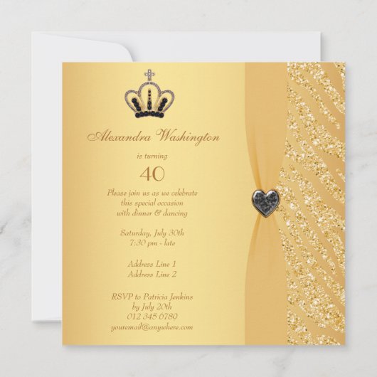 Invitation Princesse Crown et anniversaire d'impression de (Dos)