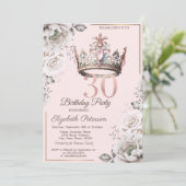 Invitation Princesse Crown Floral 30e fête d'anniversaire (Debout devant)