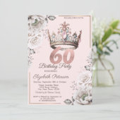 Invitation Princesse Crown Floral 60e fête d'anniversaire (Debout devant)