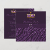 Invitation Princesse Crown Heart et anniversaire de parties (Devant / Derrière)