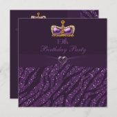 Invitation Princesse Crown Heart et anniversaire de parties (Devant / Derrière)