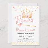 Invitation Princesse Crown Rose 4e Fille Anniversaire (Devant)