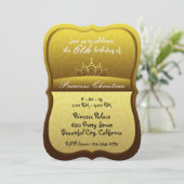 Invitation Princesse Crown Spirals Birthday d'or (Debout devant)