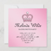 Invitation Princesse Crown Tiara de rose de partie de (Dos)