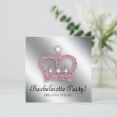 Invitation Princesse Crown Tiara Silve de rose de partie de (Debout devant)