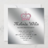 Invitation Princesse Crown Tiara Silve de rose de partie de (Dos)