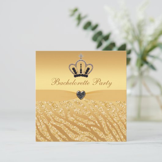 Invitation Princesse Crown & Zebra Parties scintillant Imprim (Debout devant)