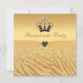 Invitation Princesse Crown & Zebra Parties scintillant Imprim (Devant)