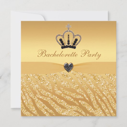 Invitation Princesse Crown & Zebra Parties scintillant Imprim (Devant)