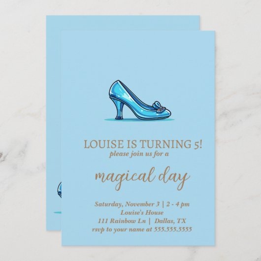 Invitation Princesse Crystal Chaussures (Devant / Derrière)