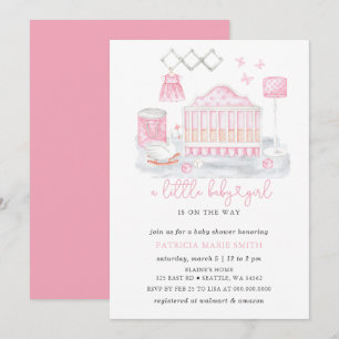 Invitation Princesse Cygne Papillon Fille Rose Baby Shower