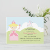 Invitation Princesse d'anniversaire de cheveux blonds dans le (Debout devant)