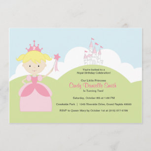 Invitation Princesse d'anniversaire de cheveux blonds dans le