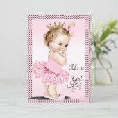 Invitation Princesse dans le baby shower de pois de tutu (Debout devant)