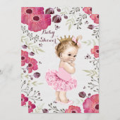 Invitation Princesse dans Tutu Baby shower des Poppies Waterc (Devant / Derrière)