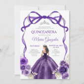 Invitation Princesse de Bow pourpre foncé Couronne d'argent Q (Devant)