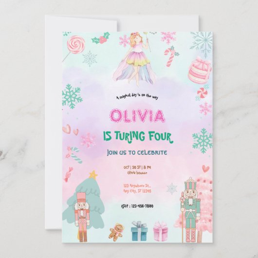 Invitation Princesse de conte de fées Fille Anniversaire (Devant)