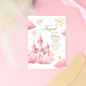 Invitation Princesse de conte de fées rose capricieuse pour u