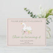 Invitation princesse de cygne jolie fille rose photo d'annive (Debout devant)