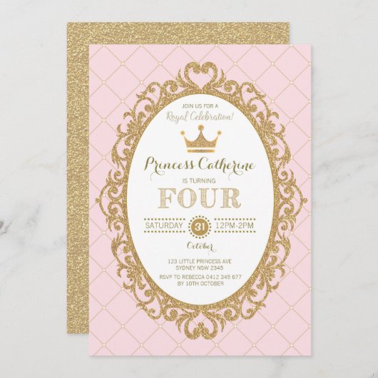 Invitation Princesse de la Couronne 4e anniversaire Royal Pin (Devant / Derrière)