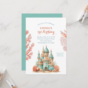 Invitation Princesse de la Mer Château de Sable Anniversaire