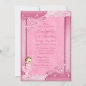 Invitation Princesse de Tutu Baby 2e anniversaire Faux Lace (Dos)