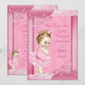 Invitation Princesse de Tutu Baby 2e anniversaire Faux Lace (Devant / Derrière)