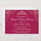 Invitation Princesse Diamond Gold Tiara Baby shower rose (Dos)