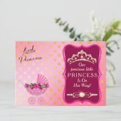 Invitation Princesse Diamond Gold Tiara Baby shower rose (Debout devant)