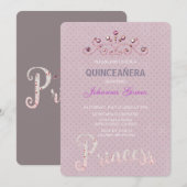 INVITATION PRINCESSE D'INVITATION QUINCEAÑERA (Devant / Derrière)