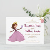 Invitation Princesse d'or rose Quinceañera (Debout devant)