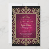 Invitation Princesse d'or rose vintage Tiara Quinceañera (Devant)