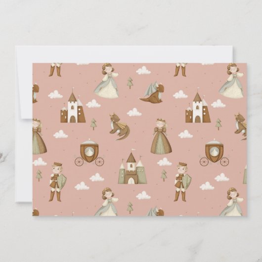 Invitation Princesse Dragon Boho Fairytale rose Anniversaire  (Dos)