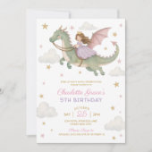 Invitation Princesse Dragon : Livre de Contes de Fées Anniver (Devant)