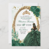 Invitation Princesse du Conte de Fées Vert Émeraude Quinceane (Devant)