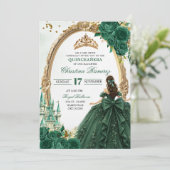 Invitation Princesse du Conte de Fées Vert Émeraude Quinceane (Debout devant)