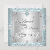 Invitation Princesse Elegant Diamond Blue Sweet 16 Seize (Devant)