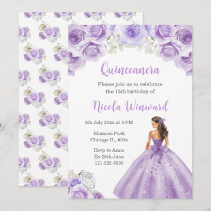 Invitation Princesse en Dusty Robe violette Quinceanera