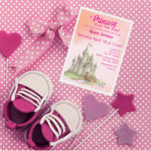 Invitation Princesse en route, château baby shower