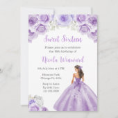 Invitation Princesse en Sweet sixteen de robe violet Dusty (Devant)