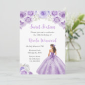 Invitation Princesse en Sweet sixteen de robe violet Dusty (Debout devant)