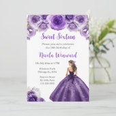 Invitation Princesse en Sweet sixteen rose foncé (Debout devant)