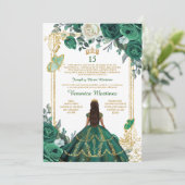 Invitation Princesse espagnole Emerald Green Floral Mis Quinc (Debout devant)