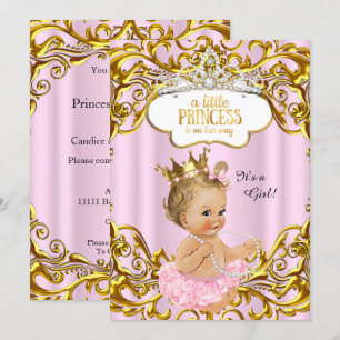 Invitation Princesse est en chemin Baby shower Pink Blonde