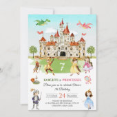 Invitation Princesse et Chevalier Anniversaire de enfant de d (Devant)
