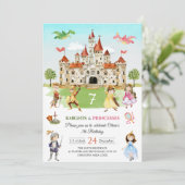 Invitation Princesse et Chevalier Anniversaire de enfant de d (Debout devant)