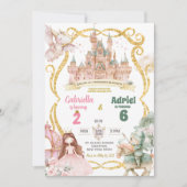 Invitation Princesse et Chevalier Garçon Fille Jonction Anniv (Devant)