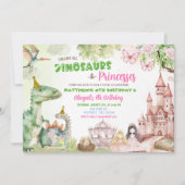 Invitation Princesse et Dinosaur Garçon Jeudi Anniversaire (Devant)